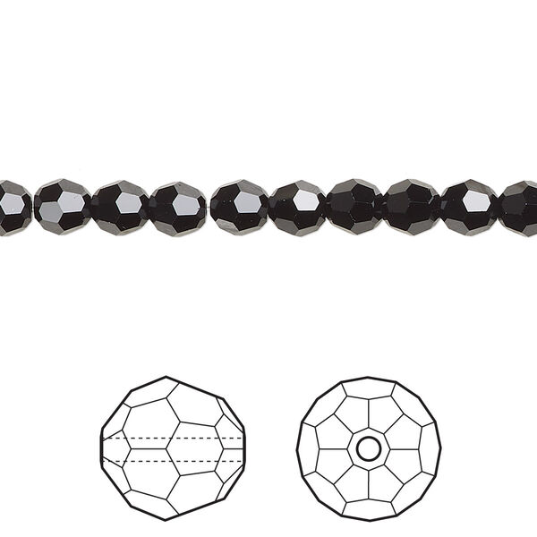 Bead 12pk jet, Crystal Passions® 5mm round 5000 image number 0