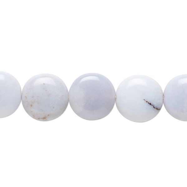 Blue chalcedony 1pkg1, flat round bead natural 8 inch 12mm image number 0