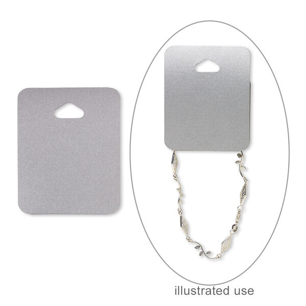 Necklace / bracelet card, plastic, silver, 2-1/2 x 2 inches assembled. Sold per pkg of 10. image number 0