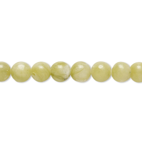 Bead, green serpentine (natural), 6mm round, B grade, Mohs hardness 2-1/2 to 6. Sold per 15-1/2" to 16" strand. image number 0