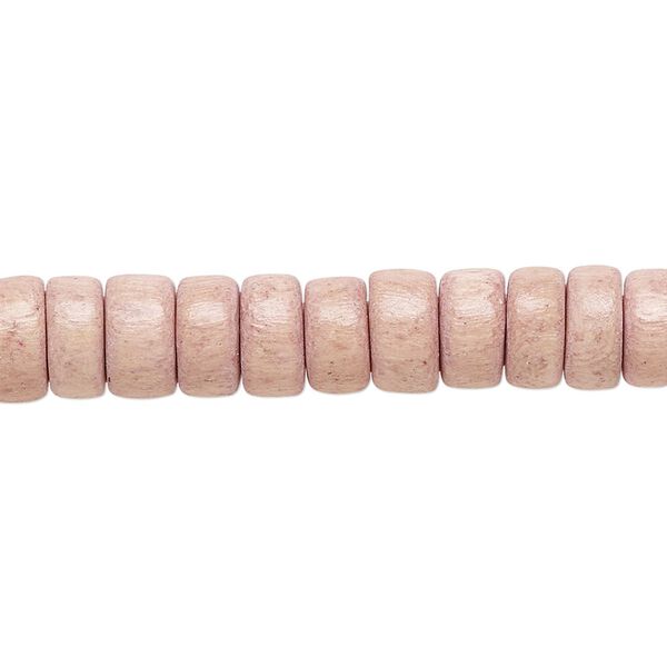 Bead 1pkg1, Taiwanese cheesewood (dyed / waxed), light mauve, 8x4mm rondelle, 15-1/2 to 16 inches. image number 0