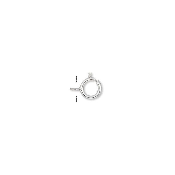 Clasp, springring, sterling silver, 5.5mm with open loop. Sold per pkg of 10. image number 0