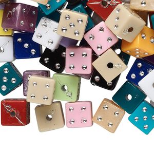 Bead mix, acrylic, mixed colors, 8x8mm dice. Sold per 75-gram pkg, approximately 160-180 beads.