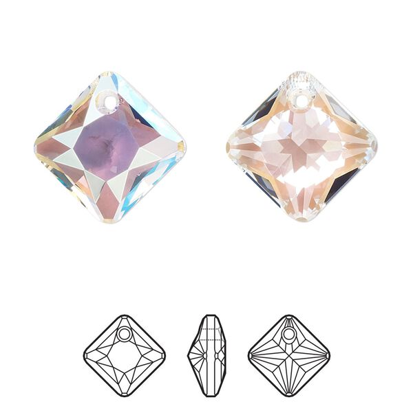 Drop 24pk crystal shimmer, Swarovski® 16mm pendant princess cut 6431 image number 0