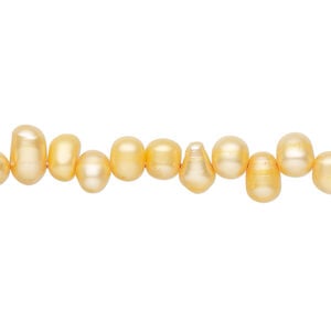 Freshwater pearl 1pkg1, top-drilled rice, 15 inch apricot 6x4mm-8x5mm cultured