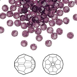 Bead 144pk amethyst, Crystal Passions® 4mm round 5000