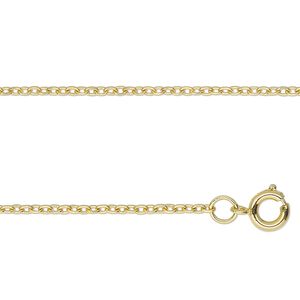 Chain, gold-finished steel, 2mm curb, 16 inches with springring clasp. Sold individually.