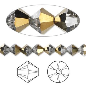 Bead 24pk crystal dorado, Crystal Passions® 6mm bicone 5328