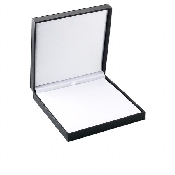Box, leatherette and velvet, black and white, 6-1/3 x 6-1/3 x 1-1/2 inch square. Sold individually. image number 0