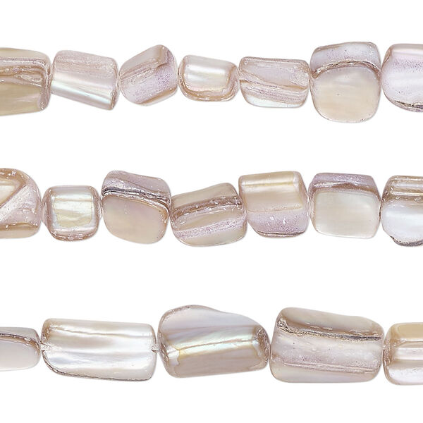 Bead, mother-of-pearl shell (dyed), ash, small to medium chip, Mohs hardness 3-1/2. Sold per pkg of (2) 15-inch strands. image number 0