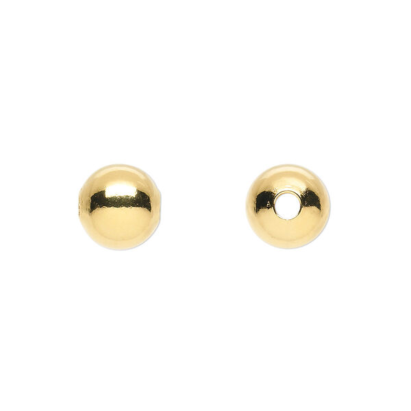 Bead, gold-plated brass, 9mm round. Sold per pkg of 10. image number 0