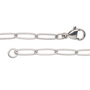 Chain 1pkg1 paperclip, 3.6mm / lobster claw clasp, stainless steel 36 inch