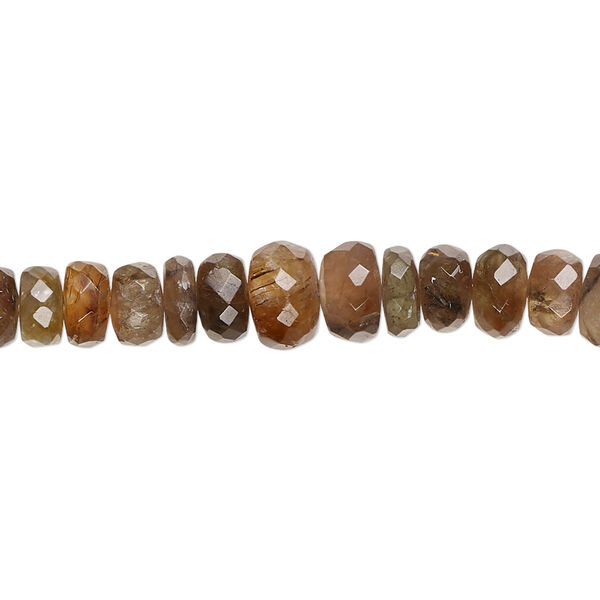 Bead, andalusite (natural), 4x2mm-8x5mm graduated hand-cut faceted rondelle with 0.4-1.4mm hole, B grade, Mohs hardness 7 to 7-1/2. Sold per 17-inch strand. image number 0