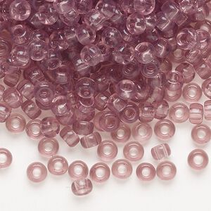 Seed bead, Miyuki, glass, pkg/250g, #6 rocaille, transparent smoky amethyst (RR-142).
