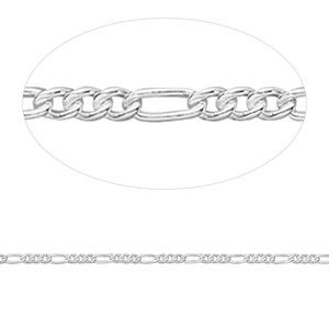 Chain 1pkg1 sterling silver figaro, 1.4mm, Gossamer™ 5 foot unfinished
