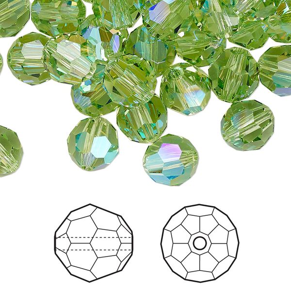 Bead 12pk peridot shimmer, Crystal Passions® 8mm round 5000 image number 0
