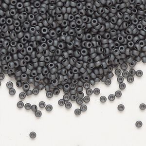 Seed bead, Miyuki, glass, pkg/250g, #11 rocaille, opaque matte metallic glazed luster slate (RR-2065).