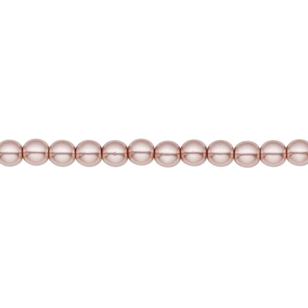 Bead, Czech pearl-coated glass druk, opaque dusty light rose, 4mm round. Sold per 15-1/2" to 16" strand. image number 0