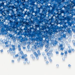 Seed bead, Delica®, glass, pkg/7.5g, #11 round, opaque silk satin inside dyed color dusk blue (DB-1811).