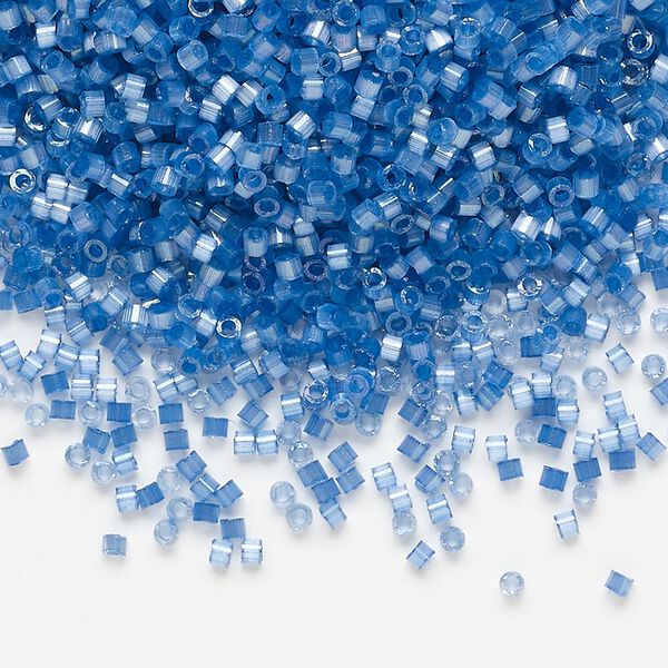 Seed bead, Delica®, glass, pkg/7.5g, #11 round, opaque silk satin inside dyed color dusk blue (DB-1811). image number 0