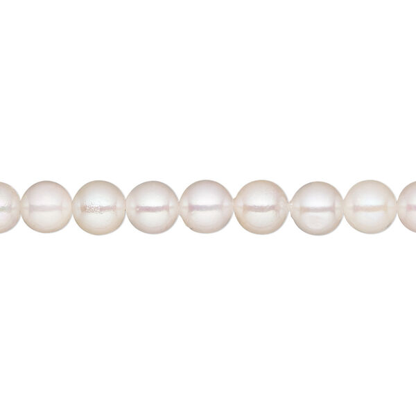 Pearl Akoya cultured saltwater 1pk white, 5.5-6mm round B grade bleached 15.5-16 inch image number 0