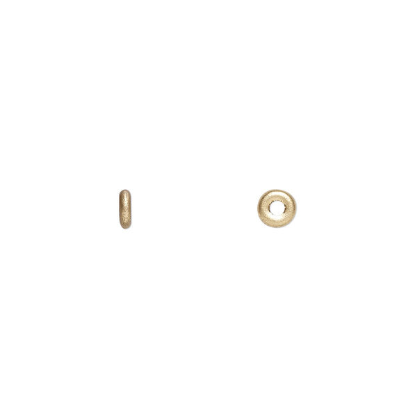 Bead, Czech pressed glass, opaque satin gold, 4x1mm ring. Sold per pkg of 100. image number 0