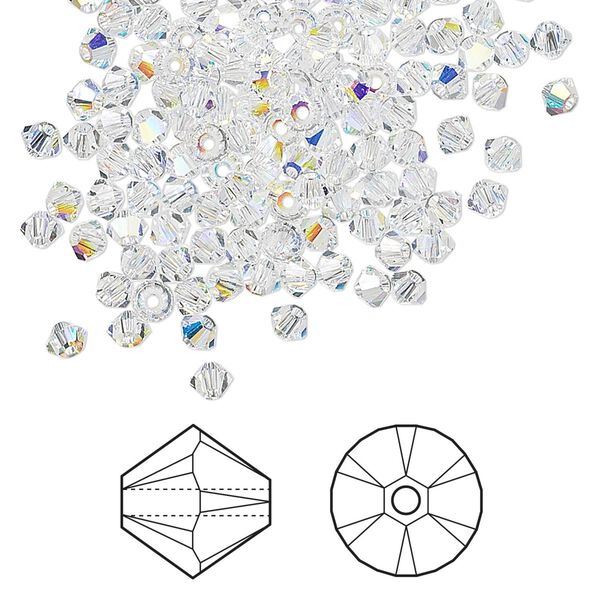 Bead 144pk crystal AB, Crystal Passions® 3mm bicone 5328 image number 0