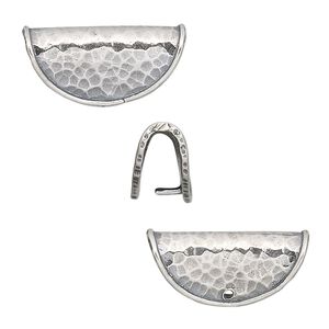 Bail, JBB Findings, fold over style, antiqued sterling silver, 21x10mm hammered. Sold individually.