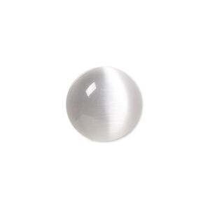 Cabochon, cat's eye glass (fiber optic glass), grey, 16mm calibrated round, quality grade. Sold per pkg of 6.