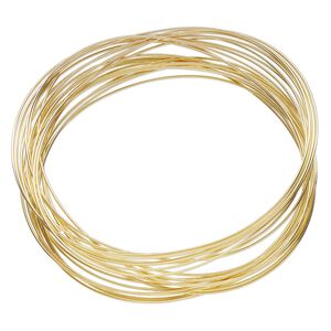 Memory wire, Beadalon®, gold-plated carbon steel, 2-1/2 x 1-3/4 inch oval bracelet, 0.6-0.75mm thick. Sold per 0.35-ounce pkg, approximately 23 loops.