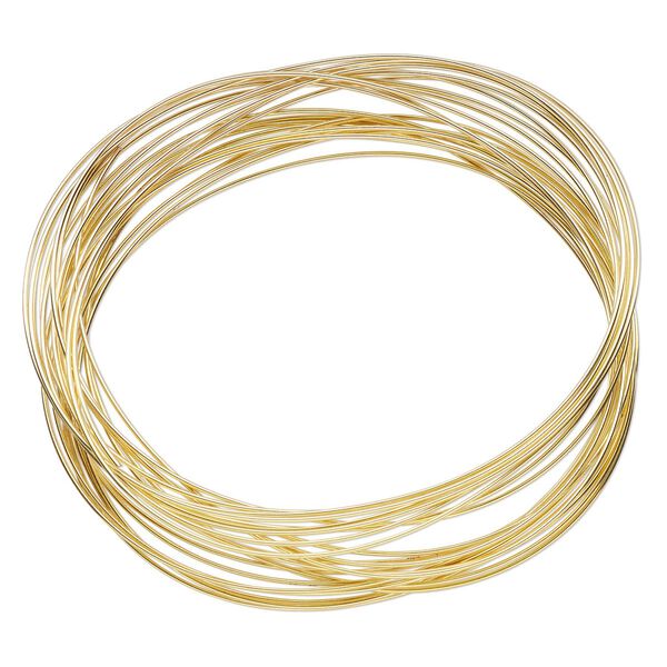 Memory wire, Beadalon®, gold-plated carbon steel, 2-1/2 x 1-3/4 inch oval bracelet, 0.6-0.75mm thick. Sold per 0.35-ounce pkg, approximately 23 loops. image number 0