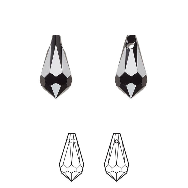 Drop 24pk jet, Crystal Passions® 15x7.5mm pendant teardrop 6000 image number 0