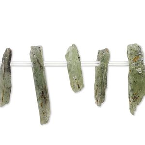 Green kyanite 1pkg1, top-drilled stick bead natural 8 inch 15x3mm-25x7mm