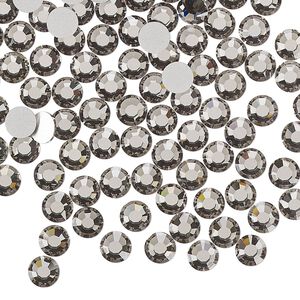 Flat back, Dance With Me™ crystal rhinestone, black diamond, foil back, 4.6-4.8mm rose, SS20. Sold per pkg of 144 (1 gross).