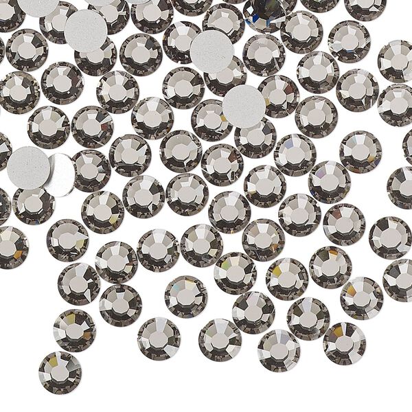 Flat back, Dance With Me™ crystal rhinestone, black diamond, foil back, 4.6-4.8mm rose, SS20. Sold per pkg of 144 (1 gross). image number 0