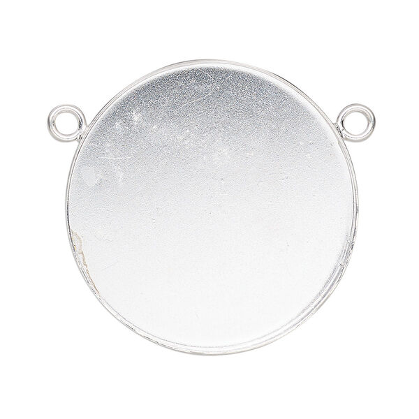 Connector, Almost Instant Jewelry®, fine silver, 31mm closed-back round with 30mm round bezel setting. Sold individually. image number 0