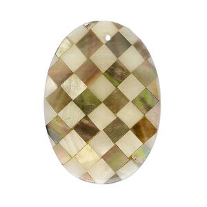 Focal 1pkg1, black lip shell / gold lip shell / mother-of-pearl shell (assembled), 39x29mm-40x30mm single-sided oval, Mohs hardness 3-1/2.