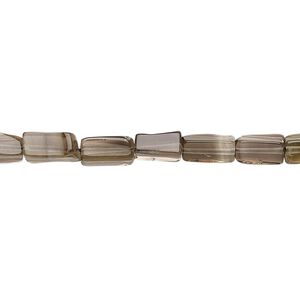 Smoky quartz 1pkg1, hand-cut square tube bead 13 inch 7x3mm-9x5mm