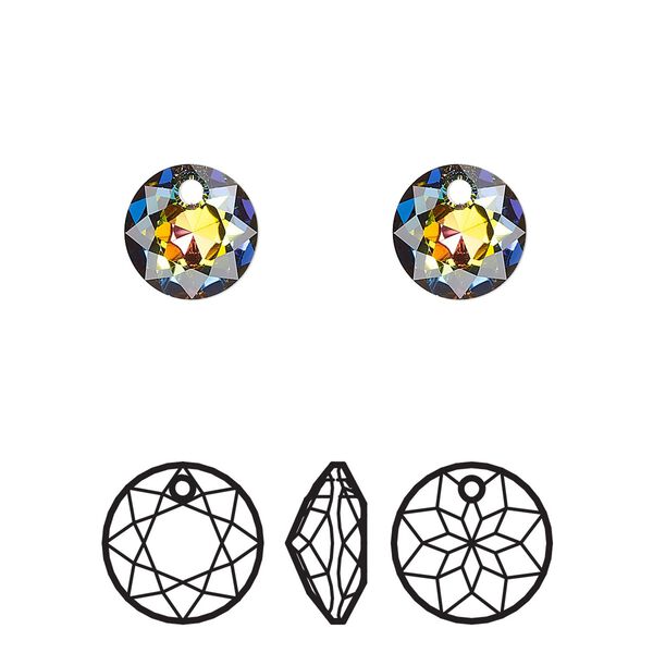 Drop 2pk crystal vitrail medium, Crystal Passions® 8mm pendant classic cut 6430 image number 0