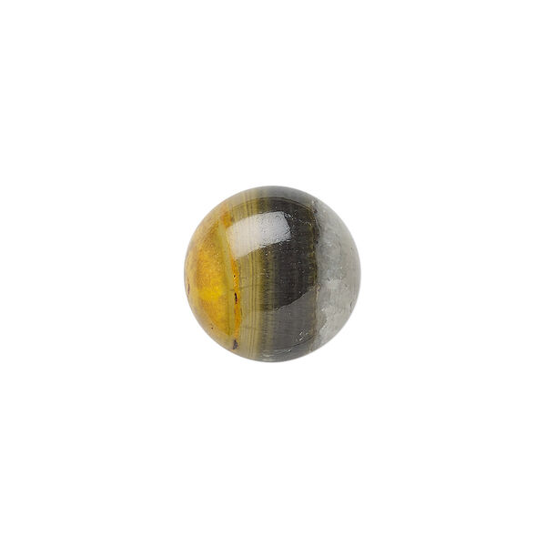 Cabochon, bumblebee "jasper" (natural), 12mm calibrated round, B grade, Mohs hardness 6-1/2 to 7. Sold individually. image number 0