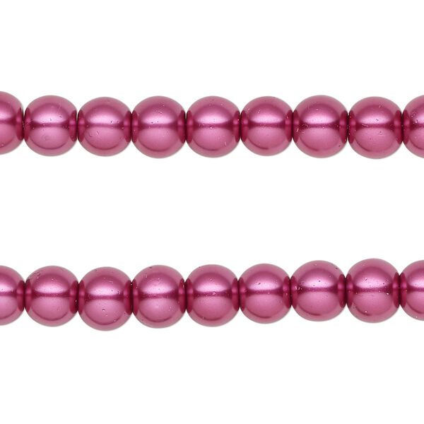Bead, glass pearl, rose, 5-6mm round. Sold per pkg of (2) 15-inch strands, approximately 140 beads. image number 0