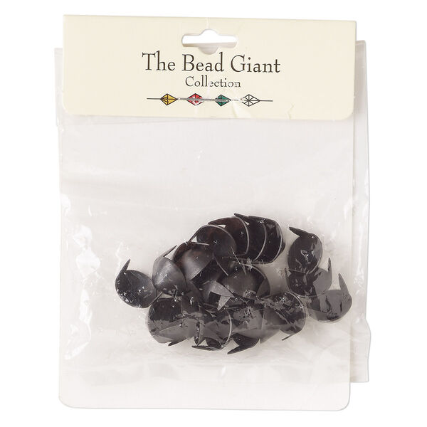 Brad, black-finished "pewter" (zinc-based alloy), 11-12mm cone. Sold per pkg of 24. image number 0