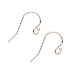 Ear wire fishhook 1pkg2 14Kt rose gold-filled, 11mm / open loop / ball, 22 gauge 1 pair