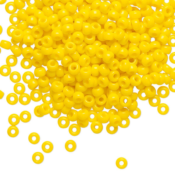 Seed bead, Miyuki, glass, pkg/50g, #8 rocaille, opaque canary, (RR-404D). image number 0