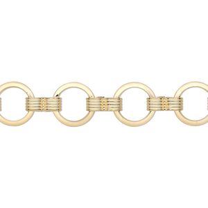 Chain 1pkg1 gold-plated round, 8mm, brass 5 foot unfinished