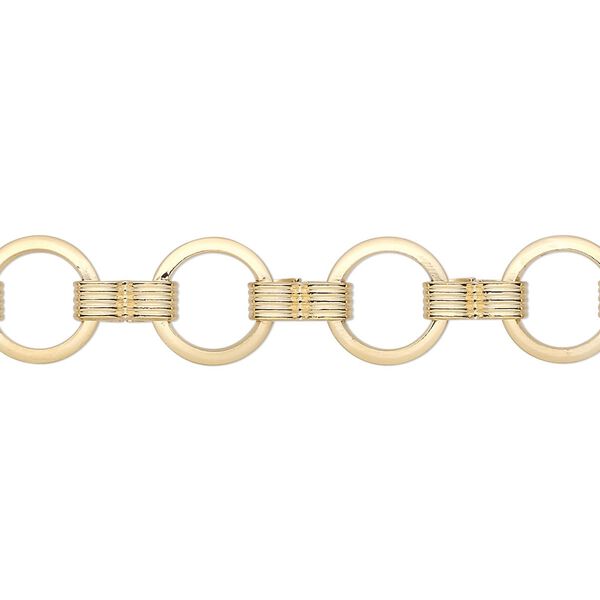 Chain, gold-plated brass, 8mm round. Sold per pkg of 5 feet. image number 0