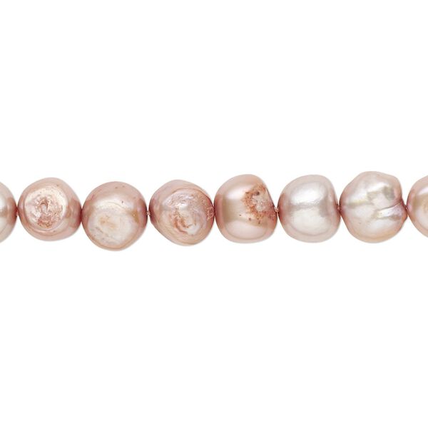 Pearl, cultured freshwater (dyed), taupe, 6-7mm flat-sided potato with 0.4-0.6mm hole, C grade, Mohs hardness 2-1/2 to 4. Sold per 15-inch strand. image number 0