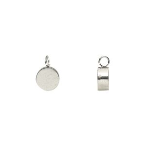 Drop, stainless steel, 6mm double-sided flat round. Sold per pkg of 2.