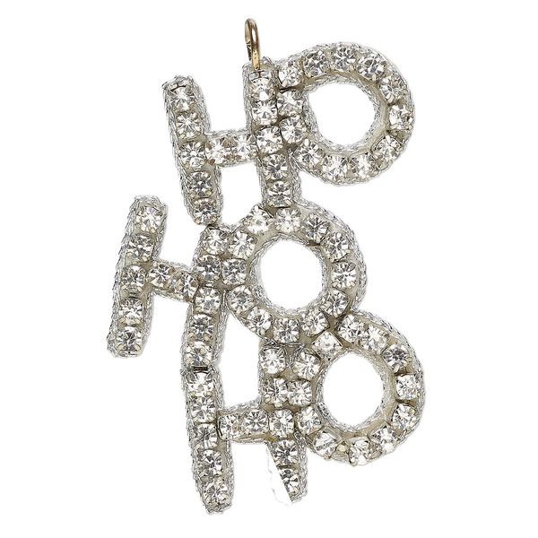 Focal 1pkg1 glass rhinestone cupchain / felt, clear and silver, 50x36mm handmade "HO HO HO." image number 0