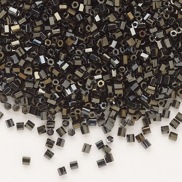 Seed bead, Dyna-Mites™, glass, pkg/1/2kg, #11 2-cut hex, opaque iris gold, (90201 11/0 2CUT). image number 0